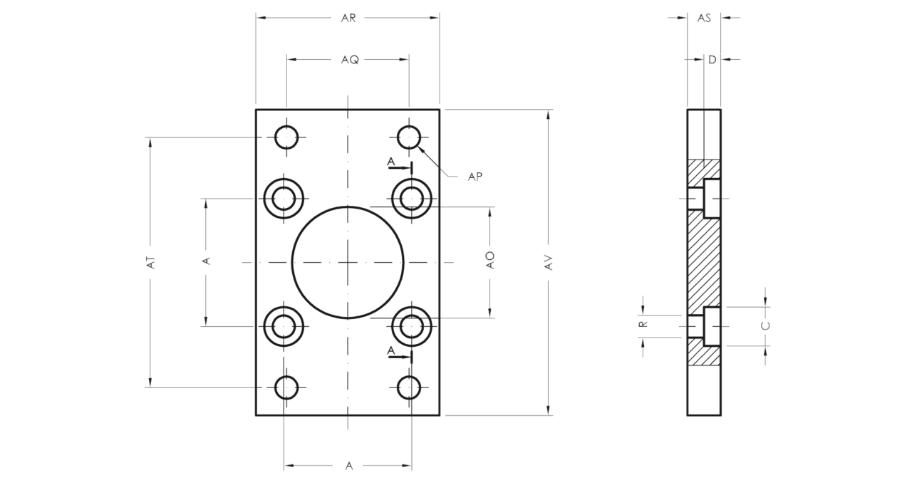 Flange VDMA MF1/MF2 – Black - Product structure